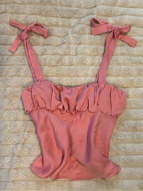 Zara Rose Pink Tie-Shoulder Ruched Bust Camisole